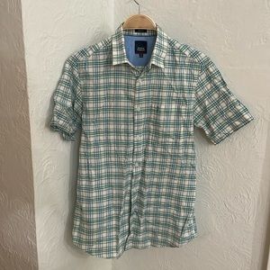 INDIAN TERRAIN Men's Checked Half Sleeve Cotton Shirt Size S in Green